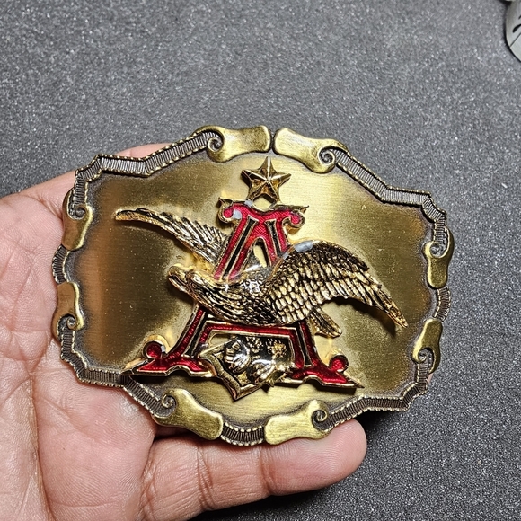Vintage Anheuser Bush Belt Buckle Brass Rain tree 1977,78,79 Made In The USA has - Picture 1 of 6